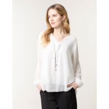Chiffon V Neck Blouse - S/M / IVORY