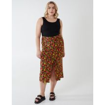Curve Ruched Front Midi Skirt - 28 / MULTI