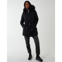Black Reversible Faux Fur & Trench Jacket - 8 / BLACK