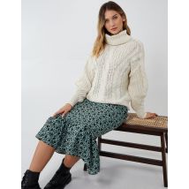 KIRSTEN - Floral Tiered Midi Skirt - 8 / GREEN