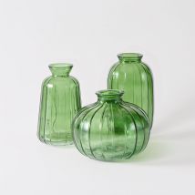 Emerald Glass Bud Vases – Set of 3