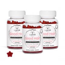 Good Hair Women - Anti-chute cheveux pour femme - 1 Cure de 3 mois - Gummies - Compléments alimentaires vegan fabriqués en France - Lashilé Beauty