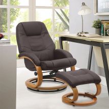 Leather Recliner Armchair with Footstool PU High Back