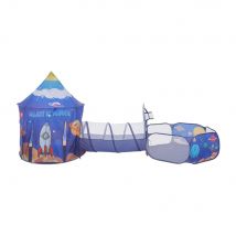 3 in 1 Aerospace Theme Play Tent with Play Tunnel and Ball Pit