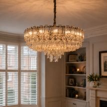 Lightsin Elegant Crystal-Accented Champagne Gold Crystal Chandelier Pendant Light