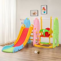 180cm D Colourful Toddler Swing and Slide Playset Indoor Outdoor