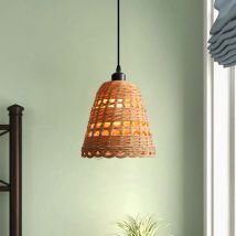 Lightsin Modern Bamboo Handwoven Warm Glow Pendant Light