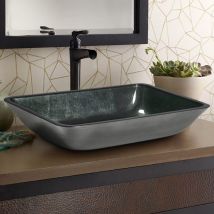 46cm W Rectangular Tempered Glass Bathroom Art Design Sink