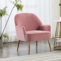 2ft Leisure Velvet Armchair with Gold-Plated Metal Legs