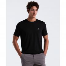 Pin Point Embroidered Logo Organic Cotton T-Shirt In True Black