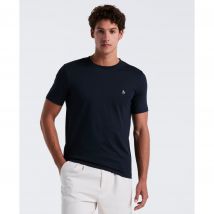 Pin Point Embroidered Logo Organic Cotton T-Shirt In Dark Sapphire