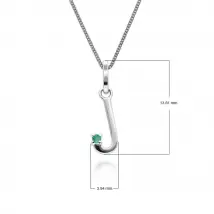 Initial Emerald Letter Charm Necklace in 9ct White Gold