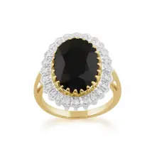 Classic Dark Sapphire & Diamonds Luxe Ring in 9ct Gold