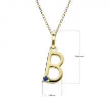 Initial Blue Sapphire Letter Necklace In 9ct Yellow Gold
