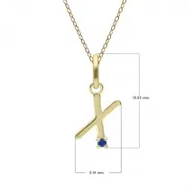 Initial Blue Sapphire Letter Necklace In 9ct Yellow Gold