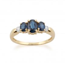 Classic Oval Sapphire & Diamond Trilogy Ring in 9ct Yellow Gold