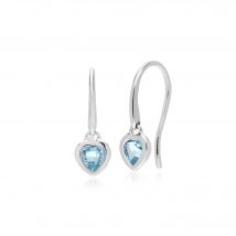Essential Heart Shaped Blue Topaz Drop Earrings in 925 Sterling Silver