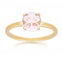 Gardenia Pink Amethyst Cabochon Ring in Gold Plated Sterling Silver