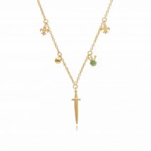 ECFEW™ Emerald Sword Choker Necklace In 9ct Yellow Gold