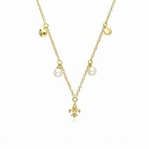 ECFEW™ Pearl Fleur De Lis Choker Necklace In 9ct Yellow Gold