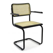 Workliving Bas Eetkamerstoel - Rotan Design Zwart - Met Armleggers