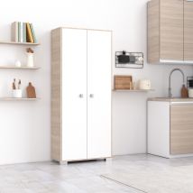 armadio 2 ante Clara Olmo/Bianco dispensa cucina multiuso lavanderia spogliatoio 75x35x180H con ripiani