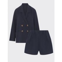 Ethically Made Navy Linen Suit With Shorts