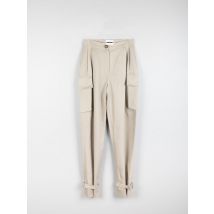 Organic Cotton Utility Cargo Pant With Buckles In Beige