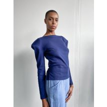 Organic Cotton Navy Top With Shoulder Pads