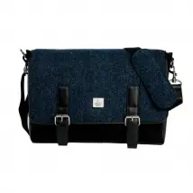 Blue Herringbone Harris Tweed Messenger Bag
