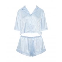 Bluebella Ensemble Pyjama Court Helene en Satin Luxueux Bleu Glacé - Taille 42