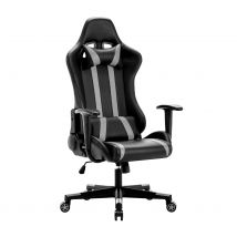 Indy Gaming Stuhl aus Leder mit Verstellbaren Armlehnen - Grau