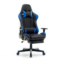 Rally Gaming Stuhl aus Leder mit Verstellbarer Armlehne - Blau