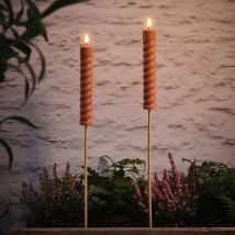 2 TruGlow® Terracotta Coloured Solar Tiki Torches