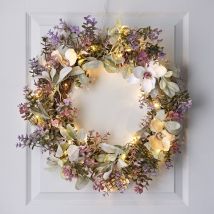 60cm Oversized Pre Lit Spring Flower Wreath