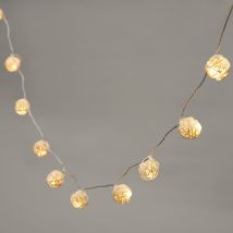 16 Warm White LED Battery Wicker Rattan Fairy Lights