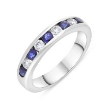 18ct White Gold 0.48ct Sapphire 0.26ct Diamond Channel Set Half Eternity Ring - J