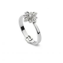 Gucci Flora 18ct White Gold Diamond Ring D - Q