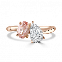 18ct Rose Gold 1.8ct White & Pink Laboratory Grown Diamond 'Toi et Moi' Ring - J