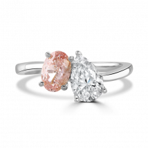 Platinum 1.8ct White & Pink Laboratory Grown Diamond 'Toi et Moi' Ring - J