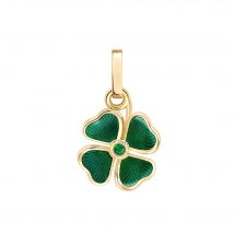 Faberge Heritage 18ct Yellow Gold Emerald Green Enamel Clover Charm
