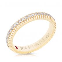 Faberge Colours of Love 18ct Yellow Gold Diamond Fluted Band Ring - 48