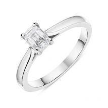 Platinum 0.42ct Diamond Emerald Cut Solitaire Ring