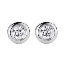 18ct White Gold 0.20ct Diamond Bezel Set Solitaire Stud Earrings
