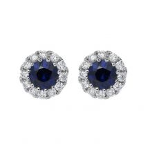 18ct White Gold 0.23ct Sapphire Diamond Halo Earrings - Option1 Value White Gold