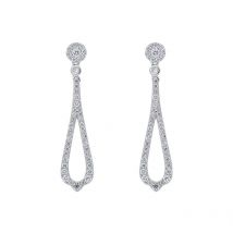 18ct White Gold 0.45ct Diamond Open Pear Drop Earrings - Option1 Value White Gold