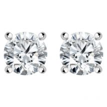 18ct White Gold 1.01ct Diamond Solitaire Stud Earring - White Gold