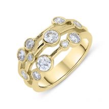 18ct Yellow Gold 0.96ct Diamond Bubble Dress Ring D - M