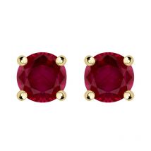 18ct Yellow Gold Ruby Claw Set Solitaire Stud Earrings