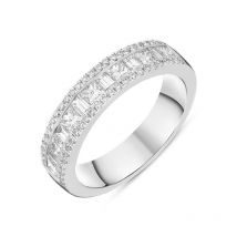 Platinum 1.08ct Diamond Triple Row Wedding Half Eternity Ring - L